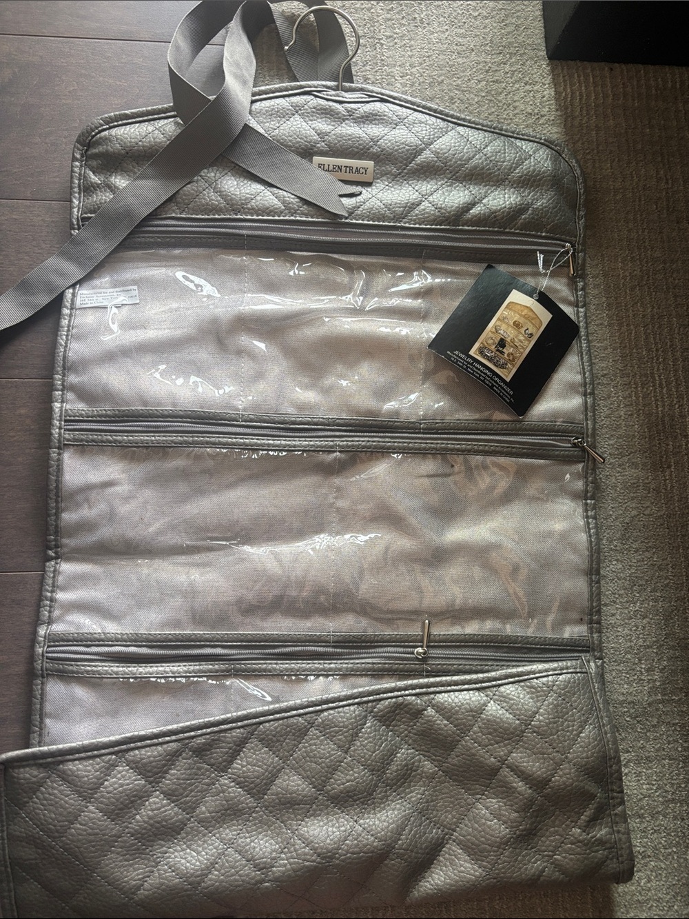 Ellen Tracy Quilted Silver Travel Jewelry Organizer